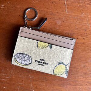 Coach Women's Mini Skinny Zip Id Card Case with Lemon Print (Garden Glade Multi)